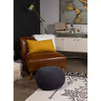 BirdRock Home Pouf Repose-Pied Rond Ottomane - Gris anthracite