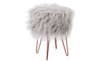Tabouret ottoman en fausse fourrure BirdRock Home avec pieds épingles à cheveux - Argent
