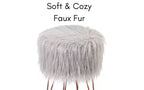 Tabouret ottoman en fausse fourrure BirdRock Home avec pieds épingles à cheveux - Argent