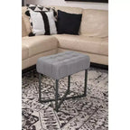BirdRock Home Pouf ottoman rectangulaire touffeté gris avec pieds noirs