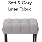 BirdRock Home Pouf ottoman rectangulaire touffeté gris avec pieds noirs