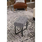 BirdRock Home Pouf ottoman rectangulaire touffeté gris avec pieds noirs