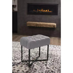 BirdRock Home Pouf ottoman rectangulaire touffeté gris avec pieds noirs