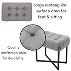 BirdRock Home Pouf ottoman rectangulaire touffeté gris avec pieds noirs