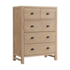 Ensemble de chambre à coucher 5 pièces Arden Wood avec deux tables de chevet à 2 tiroirs Bois flotté clair - Meubles Alaterre