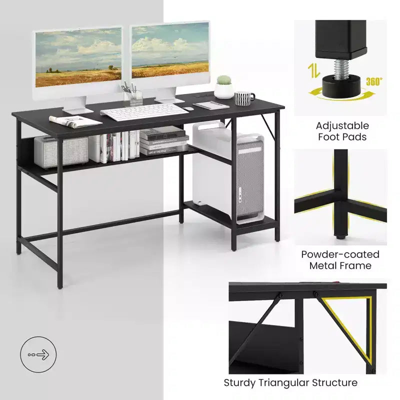 Costway Bureau d'ordinateur 55" avec station de charge, bureau PC à domicile avec 4 prises de courant
