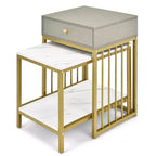 Costway Lot de 2 Tables Basses Gigognes avec Tiroir et Étagère, Table d'Appoint Moderne pour Canapé, Cadre en Acier
