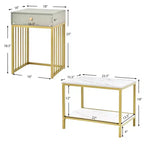 Costway Lot de 2 Tables Basses Gigognes avec Tiroir et Étagère, Table d'Appoint Moderne pour Canapé, Cadre en Acier