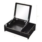 Coiffeuse 2-en-1 Costway avec miroir rabattable, boîte de rangement, maquillage, ordinateur portable, noire