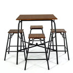 Ensemble de table de bar 5 pièces Costway avec 4 tabourets, hauteur comptoir, marron rustique