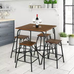 Ensemble de table de bar 5 pièces Costway avec 4 tabourets, hauteur comptoir, marron rustique