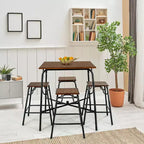 Ensemble de table de bar 5 pièces Costway avec 4 tabourets, hauteur comptoir, marron rustique