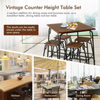 Ensemble de table de bar 5 pièces Costway avec 4 tabourets, hauteur comptoir, marron rustique