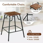 Ensemble de table de bar 5 pièces Costway avec 4 tabourets, hauteur comptoir, marron rustique