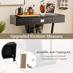 Costway Table console en T pour canapé avec tiroirs, étagères et double dispositif anti-basculement, table d'appoint moderne pour entrée