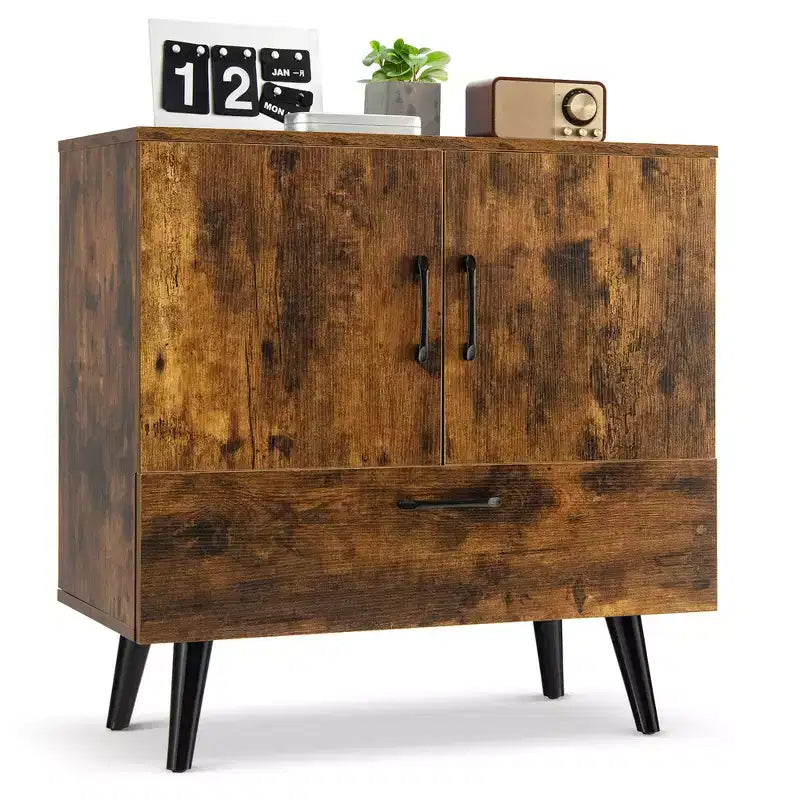Costway Mid Century Storage Cabinet Accent Buffet Sideboard Entryway Kitchen White\ Brown