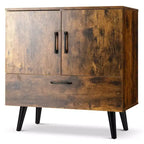 Costway Armoire de rangement Mid-Century Buffet Accent Desserte Entrée Cuisine Blanc/Marron