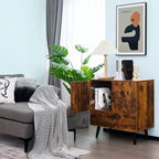 Costway Armoire de rangement Mid-Century Buffet Accent Desserte Entrée Cuisine Blanc/Marron