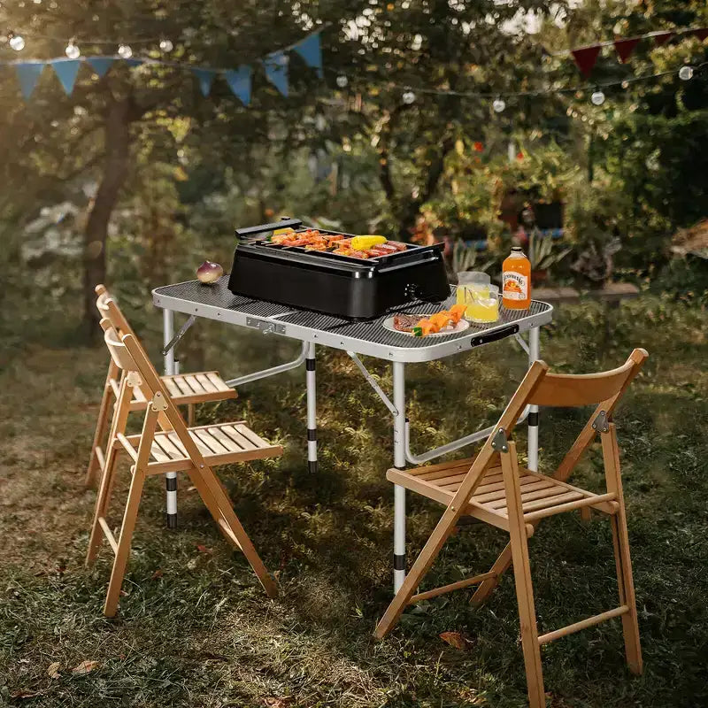 Table de barbecue pliante Costway pour camping, table support de barbecue en aluminium léger