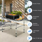 Table de barbecue pliante Costway pour camping, table support de barbecue en aluminium léger
