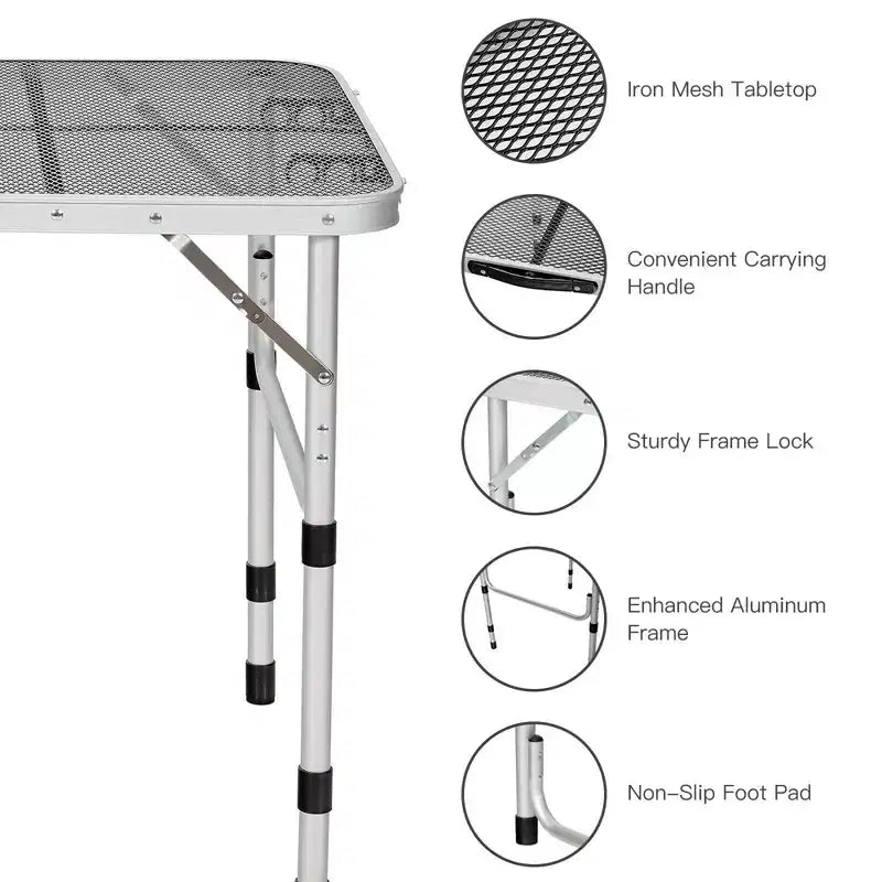 Table de barbecue pliante Costway pour camping, table support de barbecue en aluminium léger