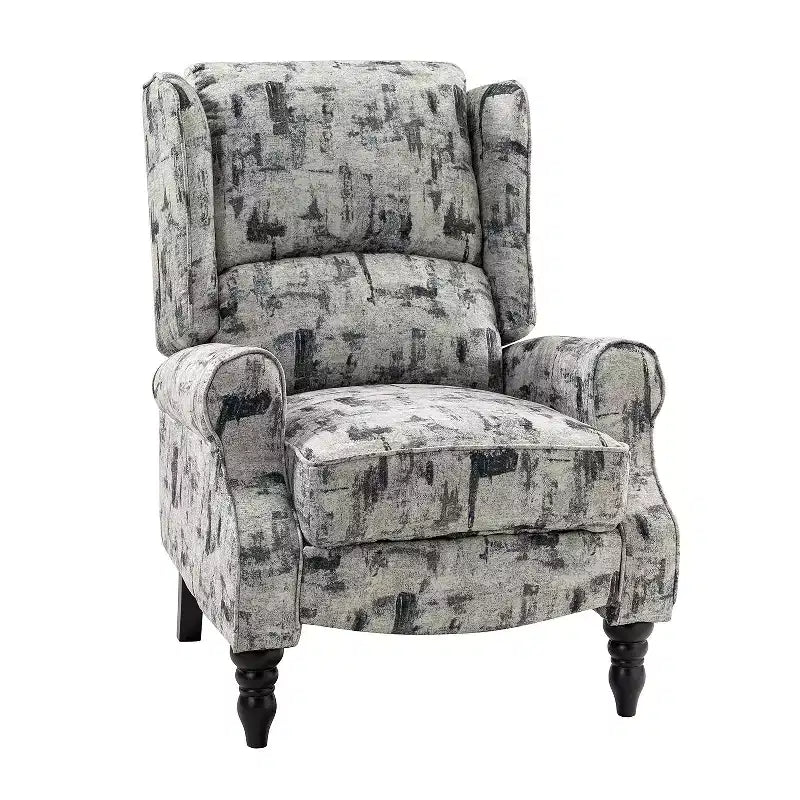 Asikli Contemporary Manual Modern Wingback Recliner with Rubber Wood Legs | Karat Home-Grey