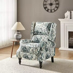 Fauteuil inclinable contemporain manuel moderne à oreilles avec pieds en bois d'hévéa Asikli | Karat Home – Gris