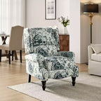 Fauteuil inclinable contemporain manuel moderne à oreilles avec pieds en bois d'hévéa Asikli | Karat Home – Gris