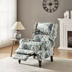 Fauteuil inclinable contemporain manuel moderne à oreilles avec pieds en bois d'hévéa Asikli | Karat Home – Gris