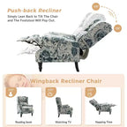 Fauteuil inclinable contemporain manuel moderne à oreilles avec pieds en bois d'hévéa Asikli | Karat Home – Gris