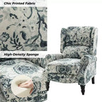 Fauteuil inclinable contemporain manuel moderne à oreilles avec pieds en bois d'hévéa Asikli | Karat Home – Gris