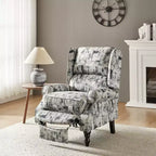 Fauteuil inclinable contemporain manuel moderne à oreilles avec pieds en bois d'hévéa Asikli | Karat Home – Gris