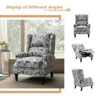 Fauteuil inclinable contemporain manuel moderne à oreilles avec pieds en bois d'hévéa Asikli | Karat Home – Gris