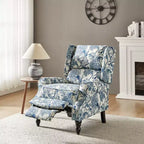 Fauteuil inclinable contemporain manuel moderne à oreilles avec pieds en bois d'hévéa Asikli | Karat Home – Gris