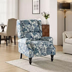 Fauteuil inclinable contemporain manuel moderne à oreilles avec pieds en bois d'hévéa Asikli | Karat Home – Gris