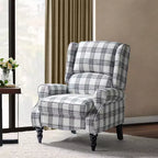 Fauteuil inclinable contemporain manuel moderne à oreilles avec pieds en bois d'hévéa Asikli | Karat Home – Gris