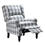Fauteuil inclinable contemporain manuel moderne à oreilles avec pieds en bois d'hévéa Asikli | Karat Home – Gris