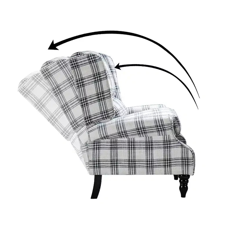 Fauteuil inclinable contemporain manuel moderne à oreilles avec pieds en bois d'hévéa Asikli | Karat Home – Gris