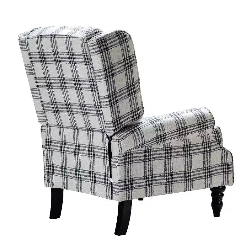 Fauteuil inclinable contemporain manuel moderne à oreilles avec pieds en bois d'hévéa Asikli | Karat Home – Gris