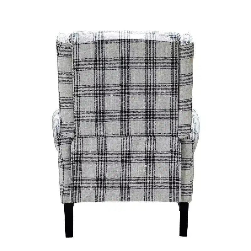 Fauteuil inclinable contemporain manuel moderne à oreilles avec pieds en bois d'hévéa Asikli | Karat Home – Gris