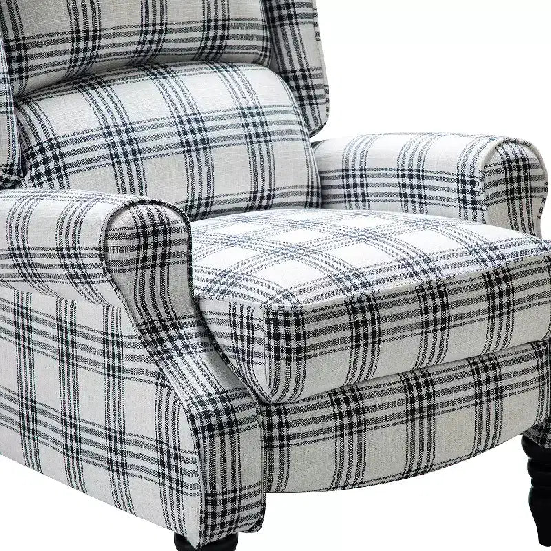 Fauteuil inclinable contemporain manuel moderne à oreilles avec pieds en bois d'hévéa Asikli | Karat Home – Gris