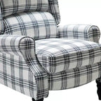 Fauteuil inclinable contemporain manuel moderne à oreilles avec pieds en bois d'hévéa Asikli | Karat Home – Gris