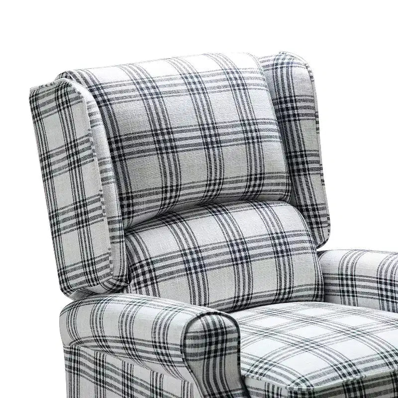Fauteuil inclinable contemporain manuel moderne à oreilles avec pieds en bois d'hévéa Asikli | Karat Home – Gris