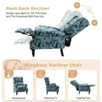 Fauteuil inclinable contemporain manuel moderne à oreilles avec pieds en bois d'hévéa Asikli | Karat Home – Gris