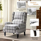 Fauteuil inclinable contemporain manuel moderne à oreilles avec pieds en bois d'hévéa Asikli | Karat Home – Gris