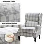 Fauteuil inclinable contemporain manuel moderne à oreilles avec pieds en bois d'hévéa Asikli | Karat Home – Gris