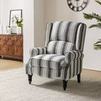 Fauteuil inclinable contemporain manuel moderne à oreilles avec pieds en bois d'hévéa Asikli | Karat Home – Gris