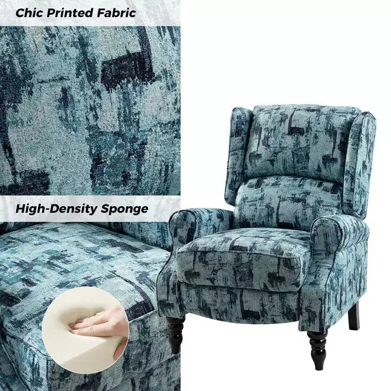 Fauteuil inclinable contemporain manuel moderne à oreilles avec pieds en bois d'hévéa Asikli | Karat Home – Gris