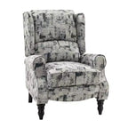 Fauteuil inclinable contemporain manuel moderne à oreilles avec pieds en bois d'hévéa Asikli | Karat Home – Gris