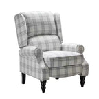 Fauteuil inclinable contemporain manuel moderne à oreilles avec pieds en bois d'hévéa Asikli | Karat Home – Gris